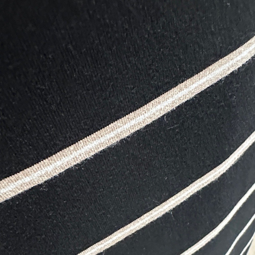 White House Black Market Black White Tan Striped Long Sleeve Dress Size 4 - Picture 8 of 11